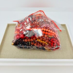 Vintage & Modern Red Colored Beaded Necklace, Mystery Jewelry Lot 4 LBS